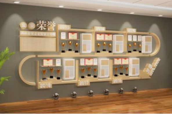 企業榮譽墻展廳設計公司文化墻創意效果圖