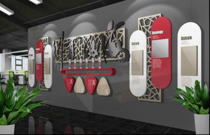 新中式企業學校食堂文化墻創意