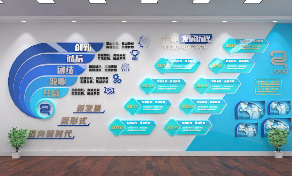 地圖公司文化墻創意設計校園企業形象墻