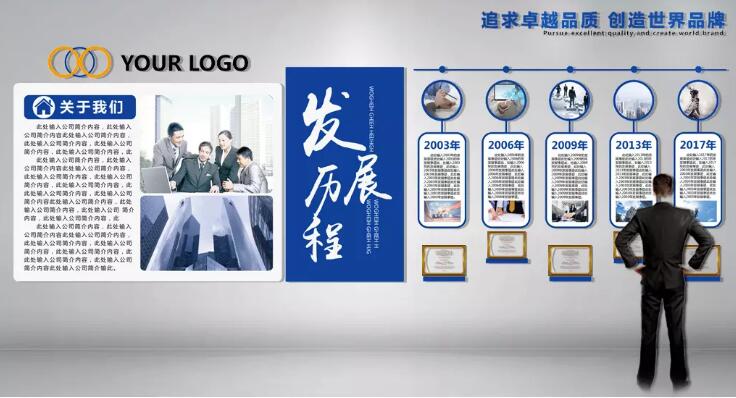 大氣商務藍色企業文化墻制作效果圖