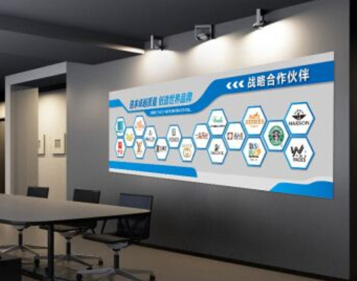 創(chuàng)意藍(lán)色企業(yè)簡(jiǎn)介企業(yè)文化墻布置圖設(shè)計(jì)