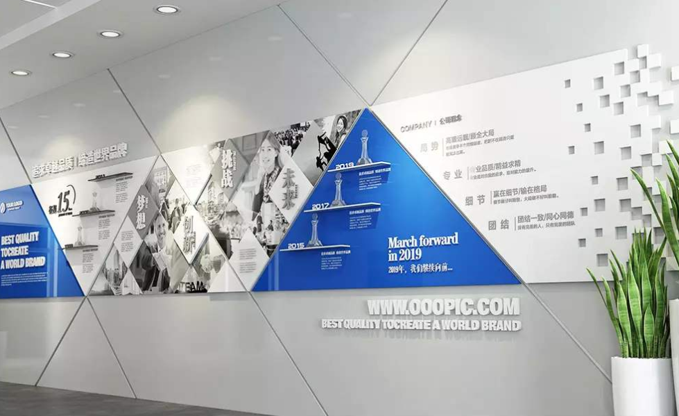 時尚簡約科技企業形象墻3d企業文化墻