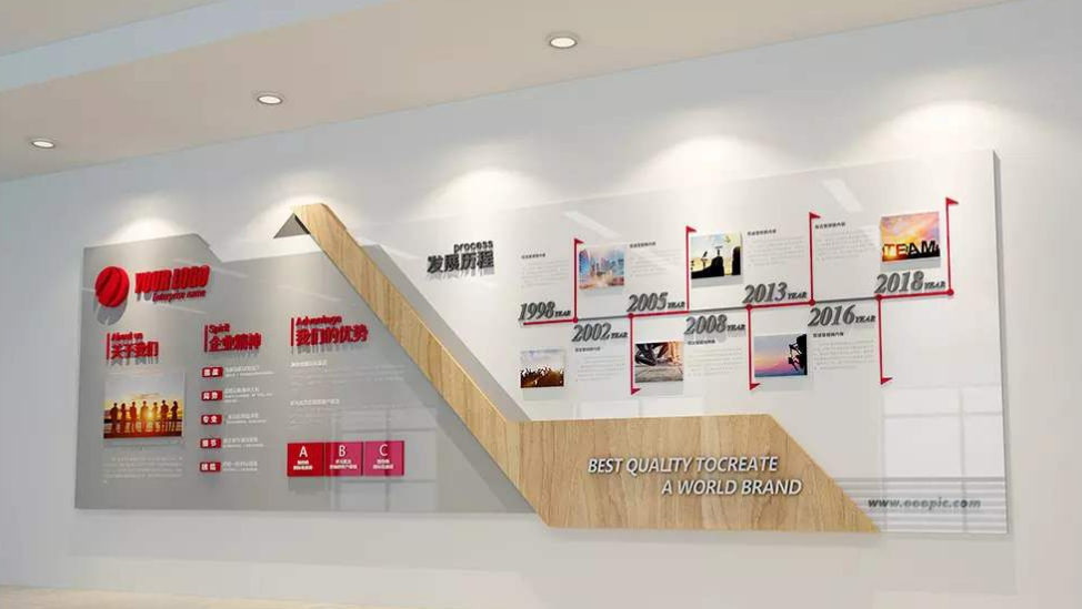 簡約藍色科技企業文化墻大型辦公室形象墻模板設計