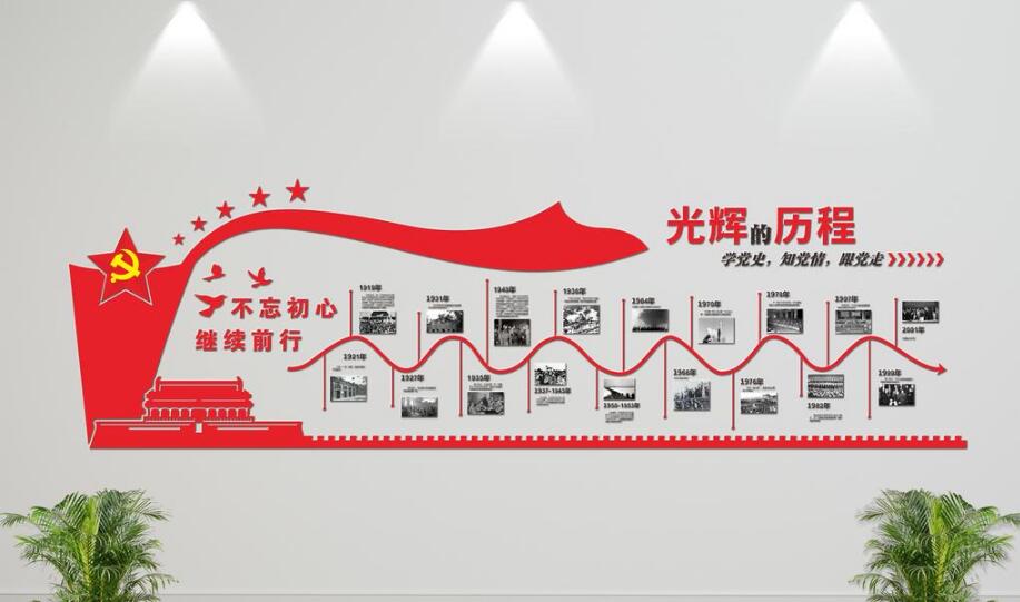 中國風微立體黨建文化墻制作效果圖