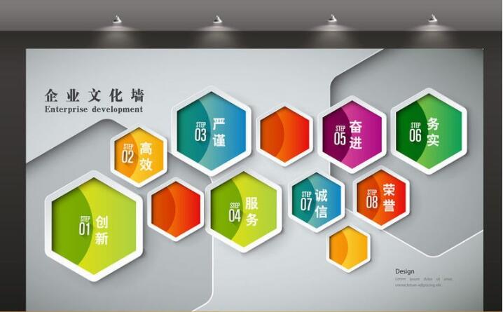 創(chuàng)意幾何企業(yè)文化墻制作效果圖