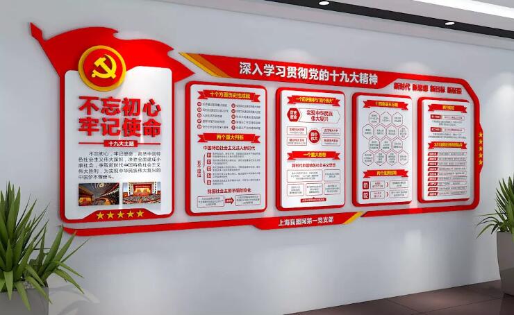 黨員會議室黨建文化墻制作效果圖