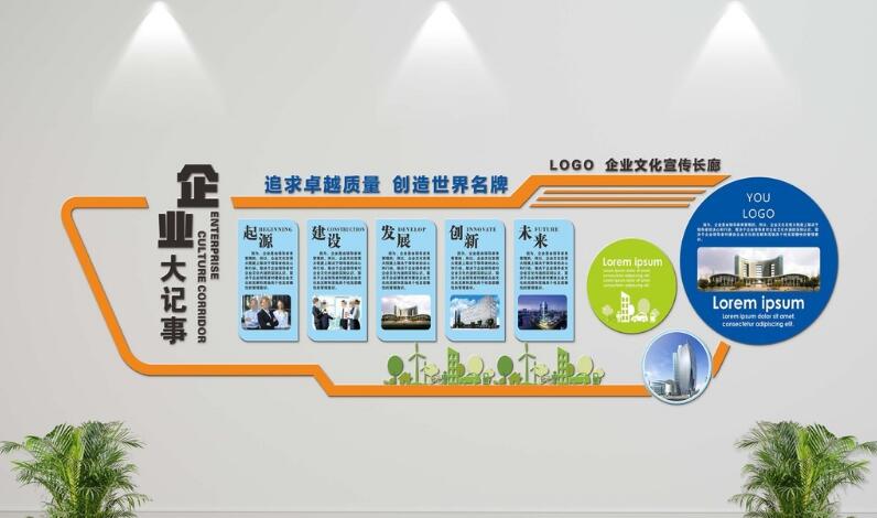 簡約通用現(xiàn)代化企業(yè)立體文化墻制作效果圖