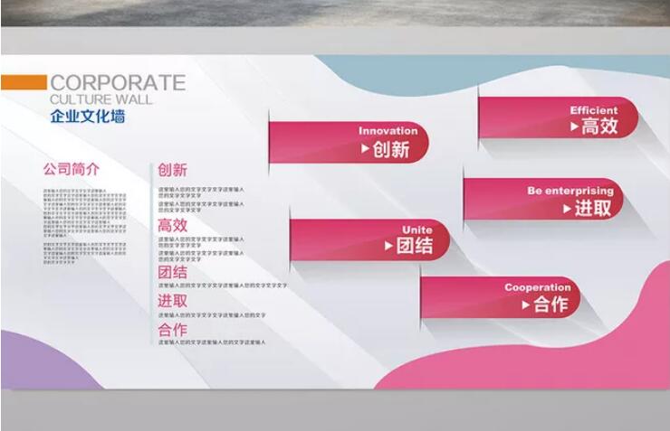 簡潔企業文化墻制作效果圖
