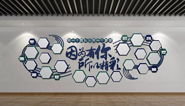 簡約大氣企業文化墻員工風采制作效果圖