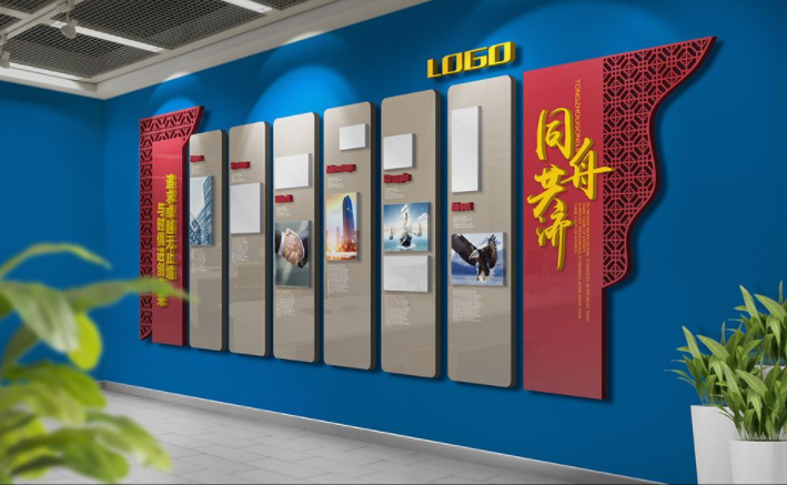 創意企業通用大氣立體文化墻模板